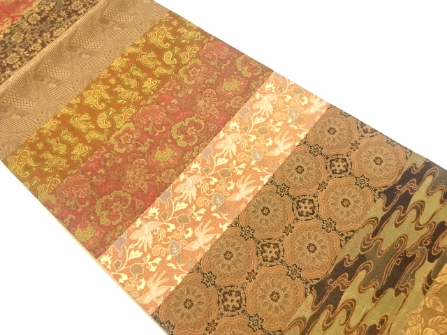 JAPANESE FUKURO OBI / WOVEN FLOWER FLOWER & BIRD